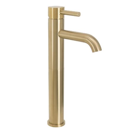 Scarab Tall Basin Mixer Brushed Gold (Knurled Handle)